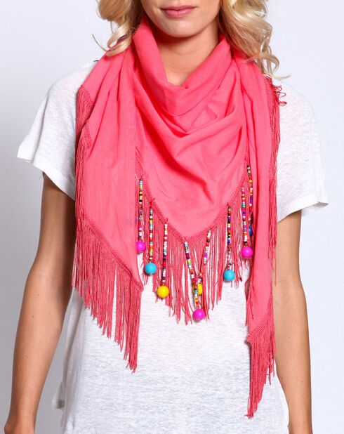 Foulard Unidad multicolore/corail - 115x160x115 cm