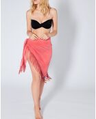 Foulard Unidad multicolore/corail - 115x160x115 cm