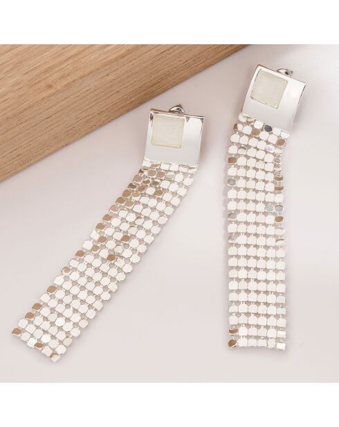 Pendientes Seventy plateado/blanco