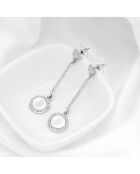 Zilver/witte oorbellen met hart