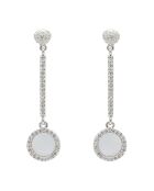 Zilver/witte oorbellen met hart