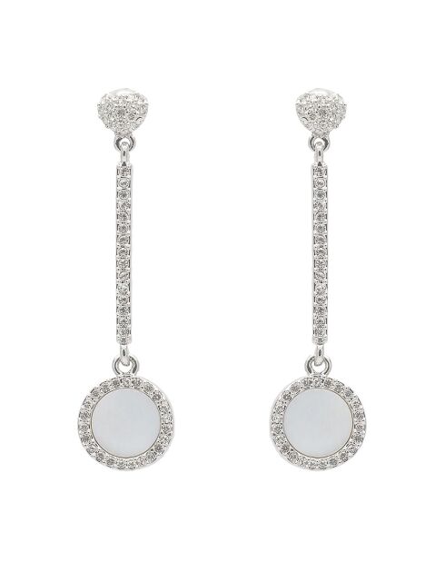 Zilver/witte oorbellen met hart