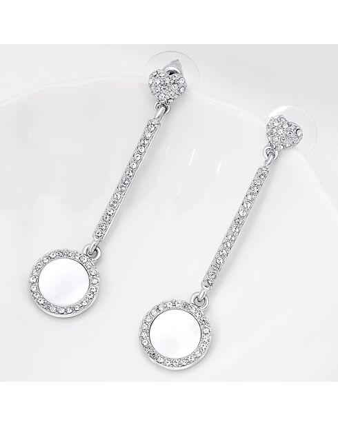 Zilver/witte oorbellen met hart