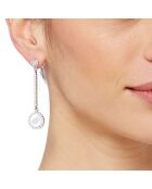 Zilver/witte oorbellen met hart