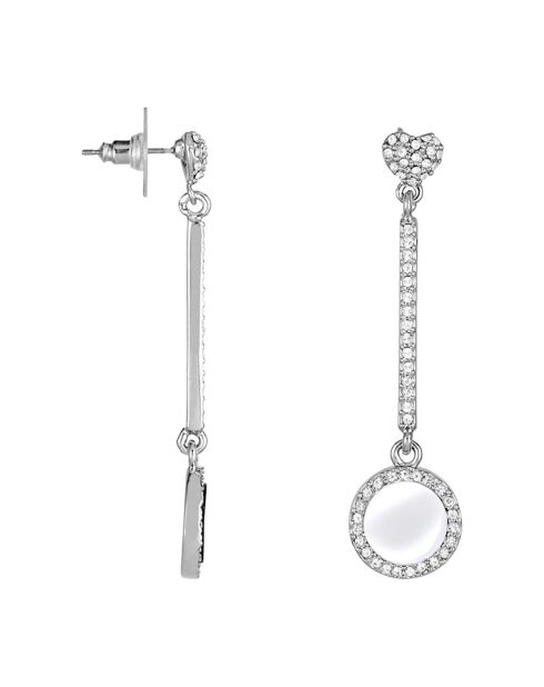 Zilver/witte oorbellen met hart