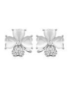 Treflor silber/weiße Ohrringe