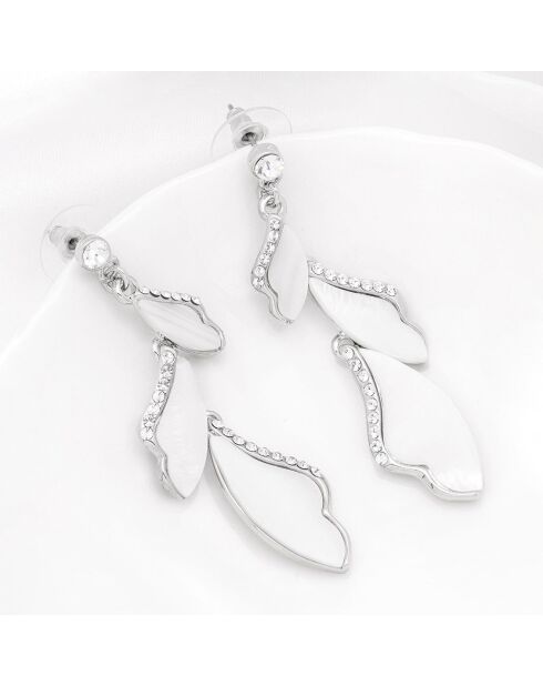 Zilver/witte oorbellen van Nature