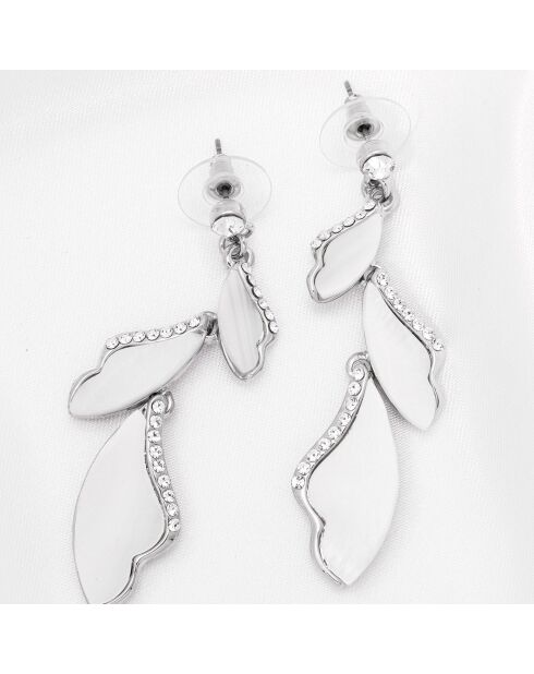 Zilver/witte oorbellen van Nature