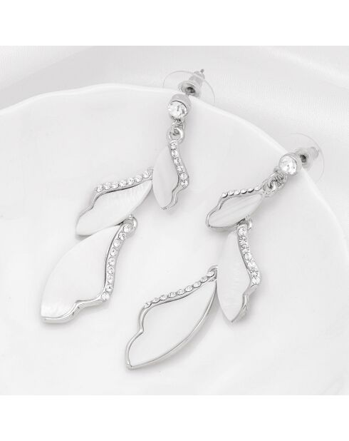 Zilver/witte oorbellen van Nature