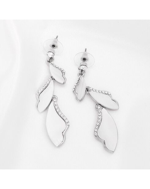 Zilver/witte oorbellen van Nature