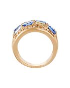 Bague Demis doré/bleu ciel