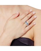 Bague Demis doré/bleu ciel