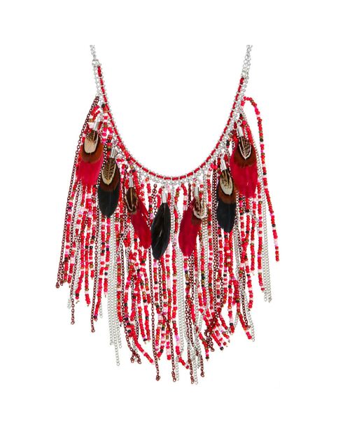 Merindia zilver/rode ketting