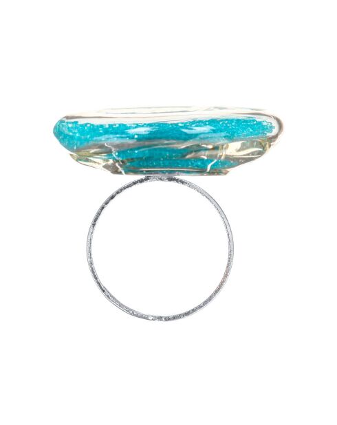 Anello regolabile obal argento/celeste
