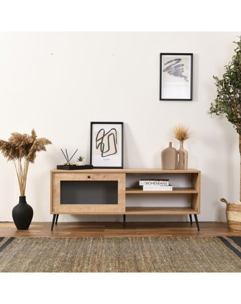Meuble TV Wire chêne/noir - 138x55x41 cm