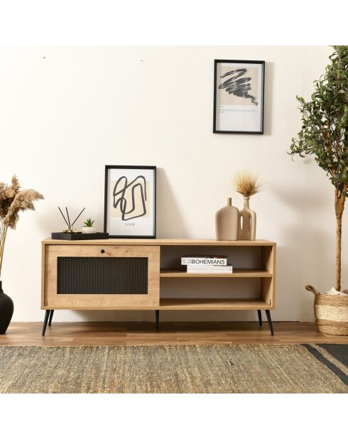 Meuble TV Wire chêne/noir - 138x55x41 cm