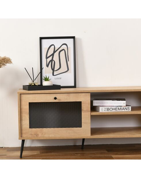 Meuble TV Wire chêne/noir - 138x55x41 cm