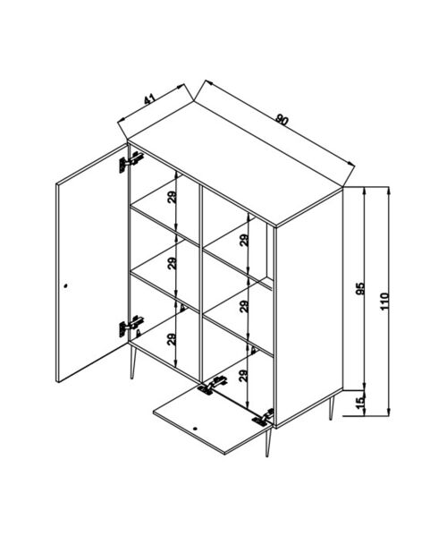 Meuble de rangement Wire chêne/noir - 40x90x110 cm