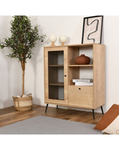Meuble de rangement Wire chêne/noir - 40x90x110 cm