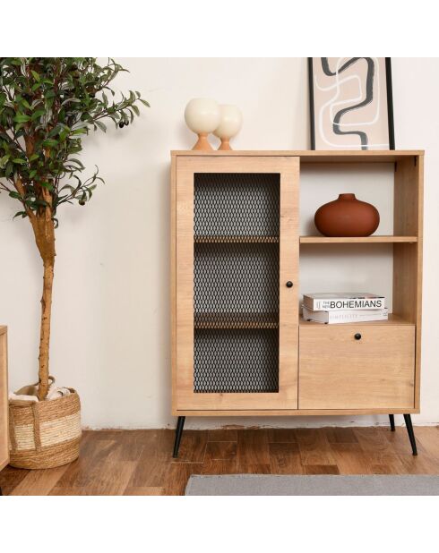 Meuble de rangement Wire chêne/noir - 40x90x110 cm