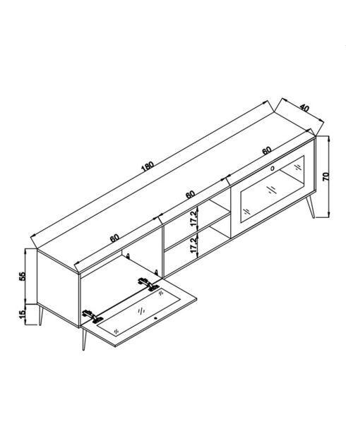 Meuble TV Wire chêne/noir - 180x55x41 cm