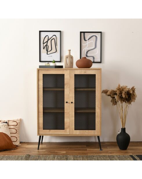 Meuble de rangement Wire chêne/noir - 40x90x110 cm
