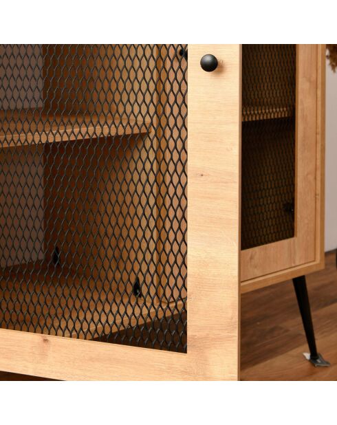 Meuble de rangement Wire chêne/noir - 40x90x110 cm