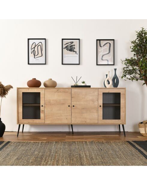 Buffet Wire chêne/noir - 180x81x41 cm