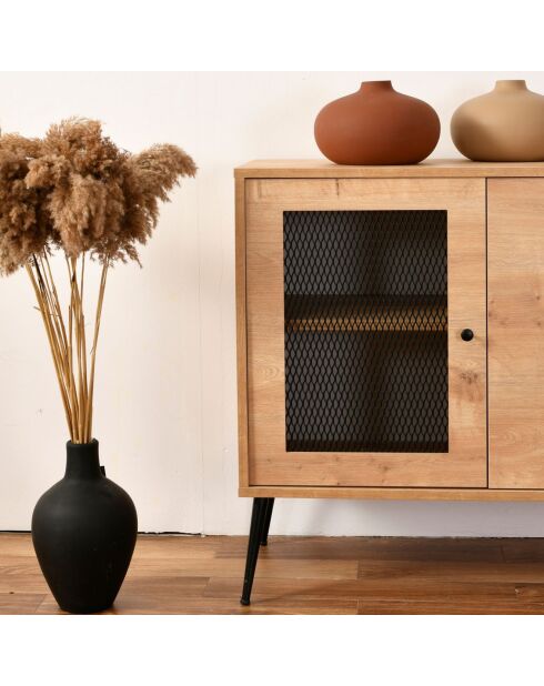 Buffet Wire chêne/noir - 180x81x41 cm