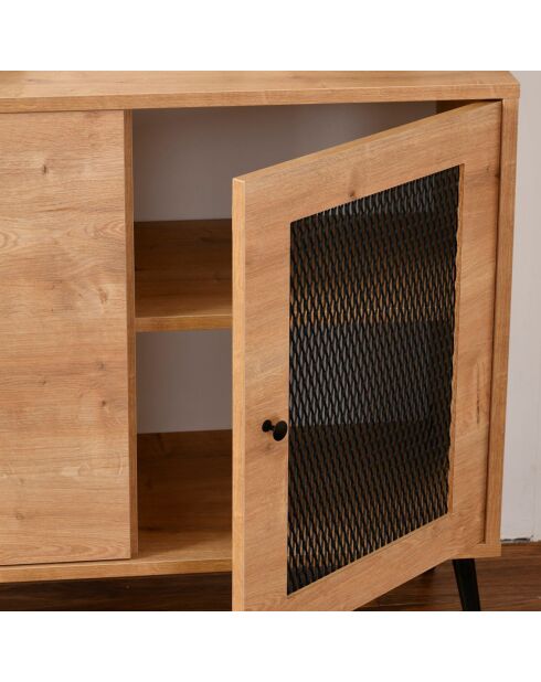 Buffet Wire chêne/noir - 180x81x41 cm