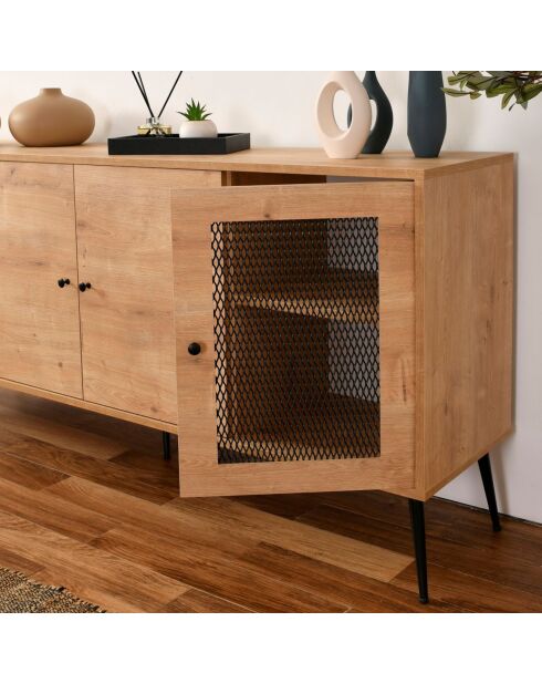 Buffet Wire chêne/noir - 180x81x41 cm
