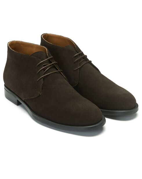 Derbies en Velours de cuir Simon marron foncé