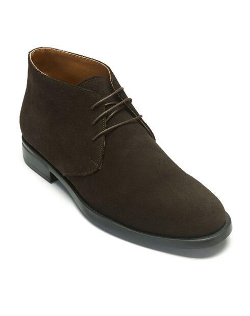 Derbies en Velours de cuir Simon marron foncé