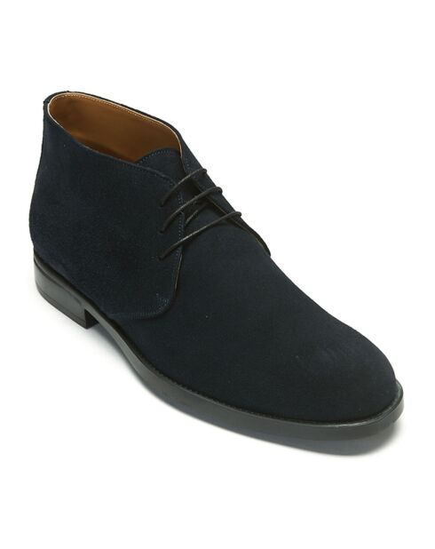 Derbies en Velours de cuir Simon bleu marine