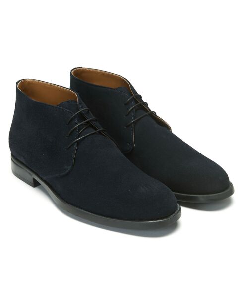 Derbies en Velours de cuir Simon bleu marine