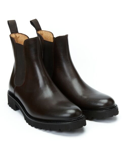Dunkelbraune Chelsea-Stiefel Alizée aus Leder