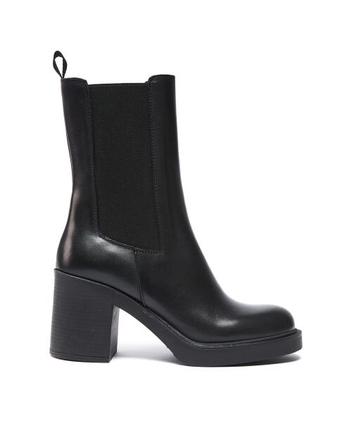 Clara zwarte leren chelsea-laarzen met hak van 8 cm