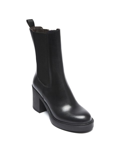 Clara zwarte leren chelsea-laarzen met hak van 8 cm