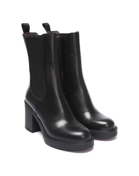 Clara zwarte leren chelsea-laarzen met hak van 8 cm