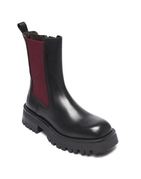 Chelsea Boots en Cuir Marion noir/bordeaux