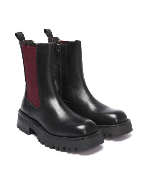 Chelsea Boots en Cuir Marion noir/bordeaux