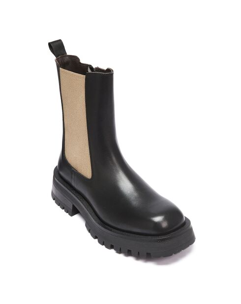 Chelsea Boots en Cuir Marion noir/doré