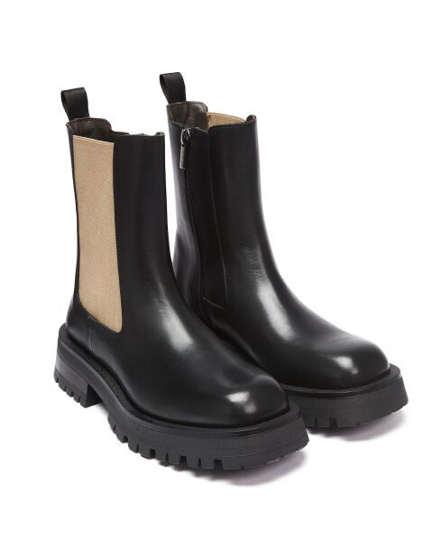 Marion zwart/gouden leren chelsea-laarzen