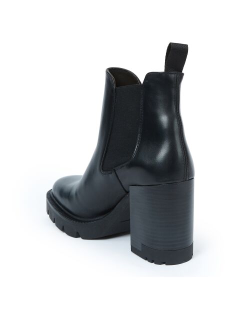 Victoire Chelsea-Stiefel aus Leder, 9 cm Absatz, Schwarz