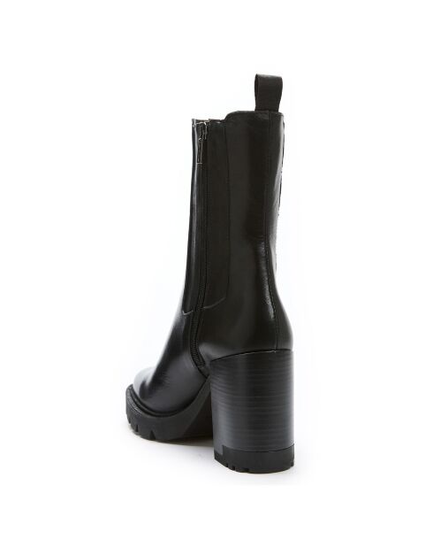 Victoire Chelsea-Stiefel aus Leder, 9 cm Absatz, Schwarz