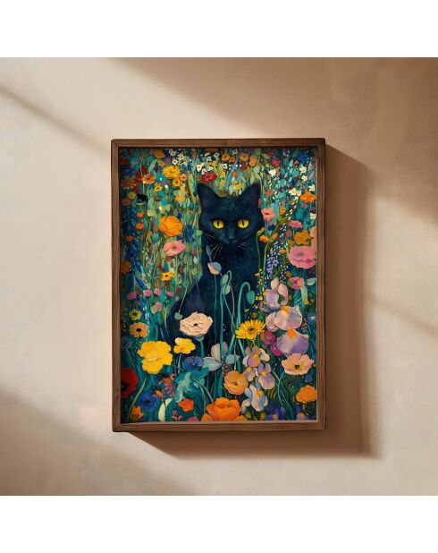 Tableau décoratif chat multicolore - 50x70x3.5 cm