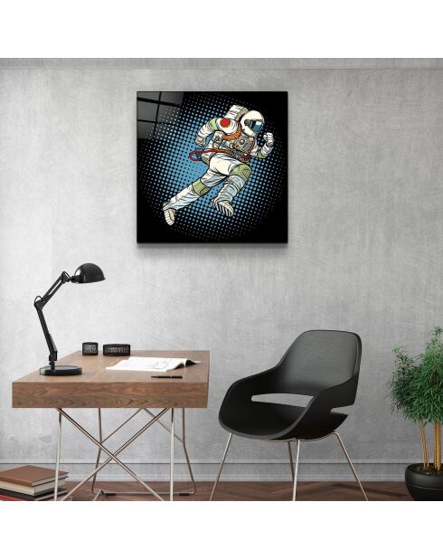 Tableau décoratif en verre trempé Astronaute multicolore - 60x60