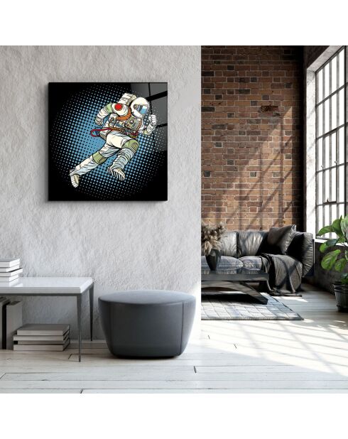 Tableau décoratif en verre trempé Astronaute multicolore - 60x60