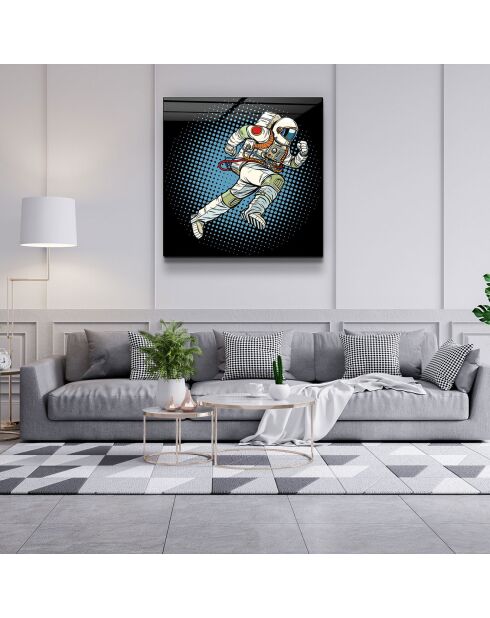 Tablero decorativo multicolor de vidrio templado Astronaut - 60x60