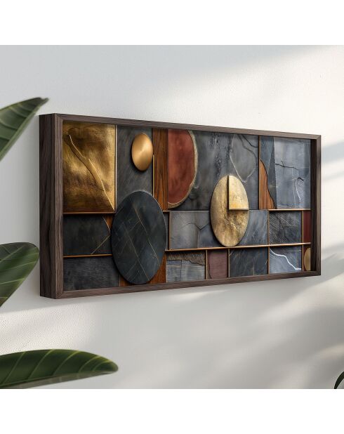 Tableau décoratif Cercle et rectangulaire multicolore - 120x40x3.5 cm